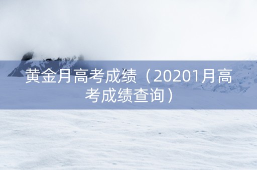 黄金月高考成绩（20201月高考成绩查询）