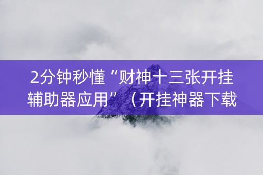 2分钟秒懂“财神十三张开挂辅助器应用”（开挂神器下载)