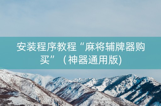 安装程序教程“麻将辅牌器购买”（神器通用版)