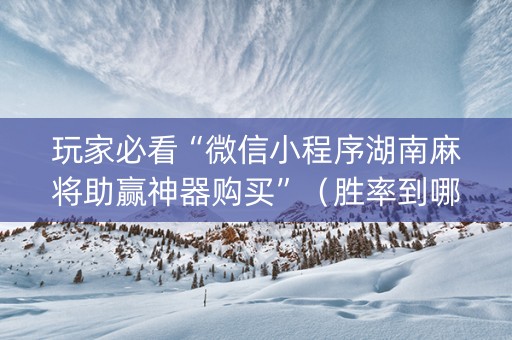 玩家必看“微信小程序湖南麻将助赢神器购买”（胜率到哪调)