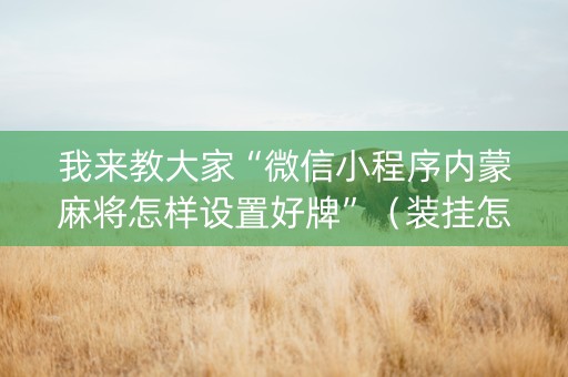 我来教大家“微信小程序内蒙麻将怎样设置好牌”（装挂怎么安装)