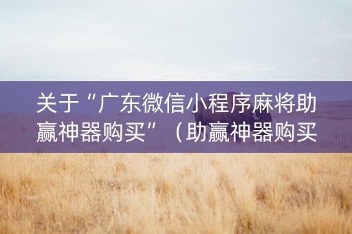 关于“广东微信小程序麻将助赢神器购买”（助赢神器购买)