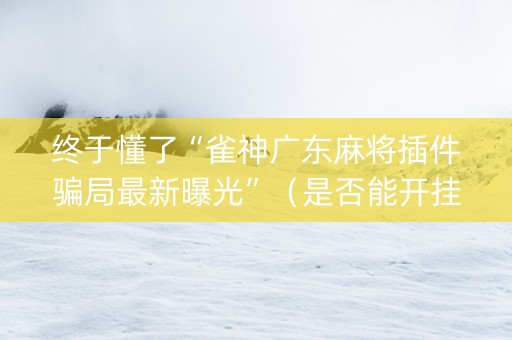 终于懂了“雀神广东麻将插件骗局最新曝光”（是否能开挂)