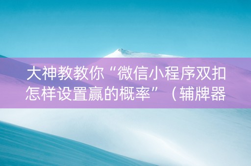 大神教教你“微信小程序双扣怎样设置赢的概率”（辅牌器插件购买)