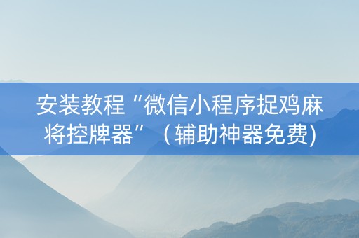 安装教程“微信小程序捉鸡麻将控牌器”（辅助神器免费)