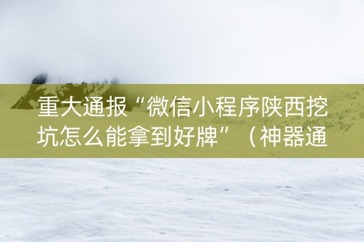 重大通报“微信小程序陕西挖坑怎么能拿到好牌”（神器通用版)