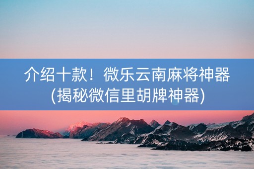 介绍十款！微乐云南麻将神器(揭秘微信里胡牌神器)