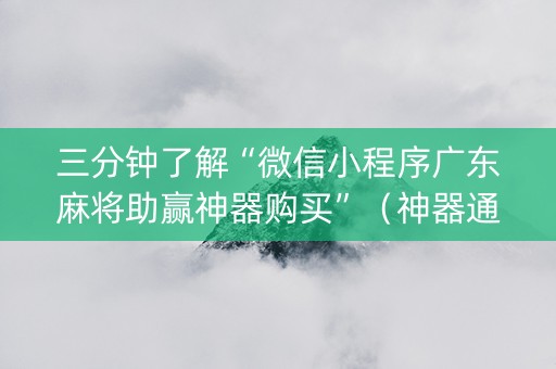 三分钟了解“微信小程序广东麻将助赢神器购买”（神器通用版)