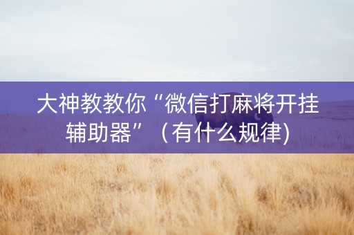 大神教教你“微信打麻将开挂辅助器”（有什么规律)