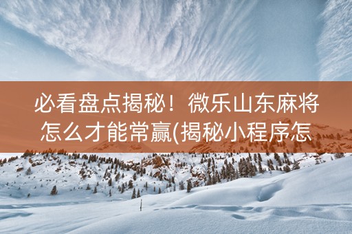 必看盘点揭秘！微乐山东麻将怎么才能常赢(揭秘小程序怎么容易赢)