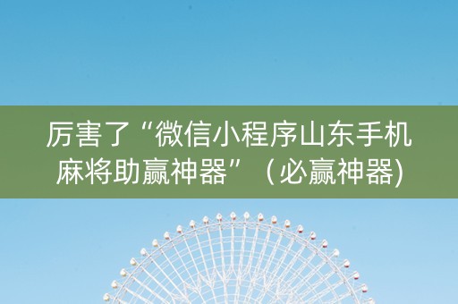 厉害了“微信小程序山东手机麻将助赢神器”（必赢神器)