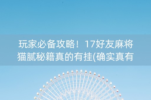 玩家必备攻略！17好友麻将猫腻秘籍真的有挂(确实真有挂)