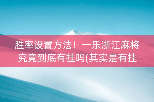 胜率设置方法！一乐浙江麻将究竟到底有挂吗(其实是有挂的)
