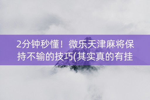 2分钟秒懂！微乐天津麻将保持不输的技巧(其实真的有挂)