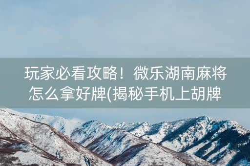 玩家必看攻略！微乐湖南麻将怎么拿好牌(揭秘手机上胡牌技巧)