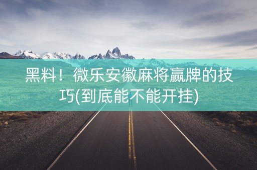 黑料！微乐安徽麻将赢牌的技巧(到底能不能开挂)