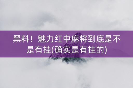 黑料！魅力红中麻将到底是不是有挂(确实是有挂的)