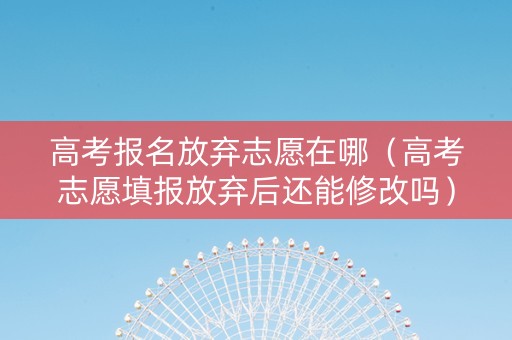 高考报名放弃志愿在哪（高考志愿填报放弃后还能修改吗）