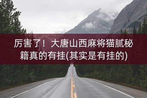 厉害了！大唐山西麻将猫腻秘籍真的有挂(其实是有挂的)