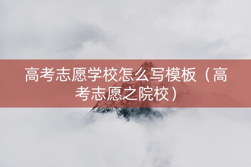 高考志愿学校怎么写模板（高考志愿之院校）