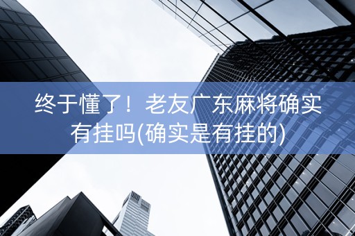 终于懂了！老友广东麻将确实有挂吗(确实是有挂的)