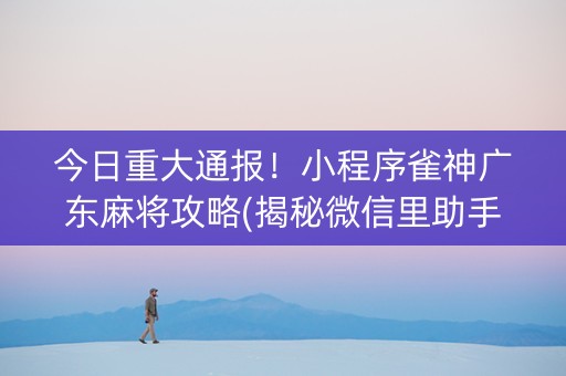 今日重大通报！小程序雀神广东麻将攻略(揭秘微信里助手软件)