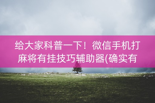 给大家科普一下！微信手机打麻将有挂技巧辅助器(确实有挂吗)