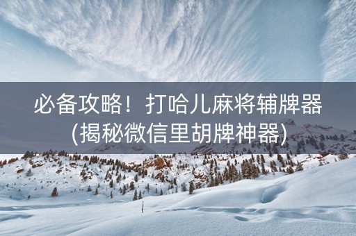 必备攻略！打哈儿麻将辅牌器(揭秘微信里胡牌神器)