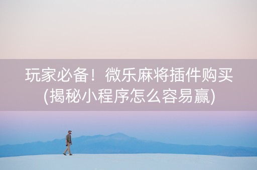 玩家必备！微乐麻将插件购买(揭秘小程序怎么容易赢)