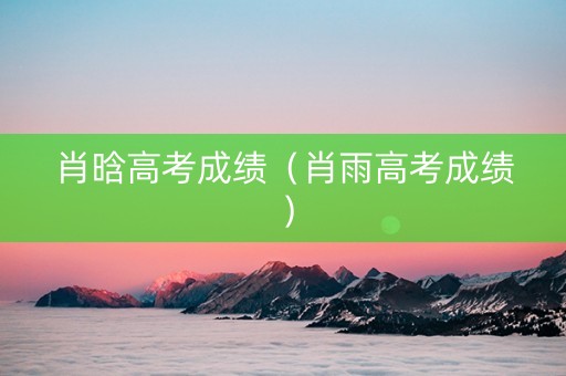 肖晗高考成绩（肖雨高考成绩）