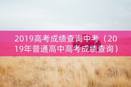 2019高考成绩查询中考（2019年普通高中高考成绩查询）