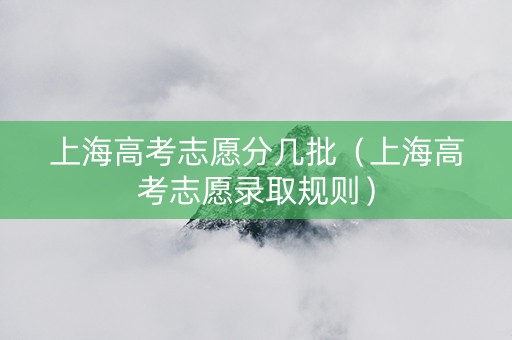 上海高考志愿分几批（上海高考志愿录取规则）