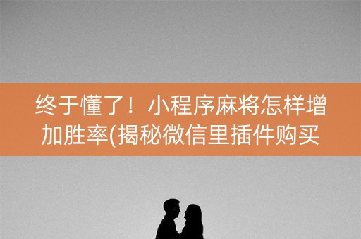 终于懂了！小程序麻将怎样增加胜率(揭秘微信里插件购买)