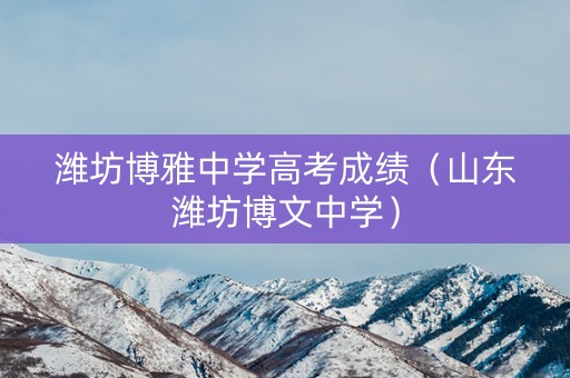 潍坊博雅中学高考成绩（山东潍坊博文中学）