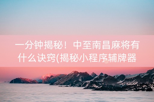 一分钟揭秘！中至南昌麻将有什么诀窍(揭秘小程序辅牌器)