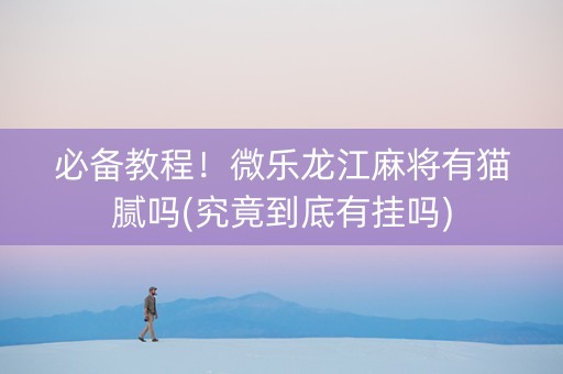 必备教程！微乐龙江麻将有猫腻吗(究竟到底有挂吗)