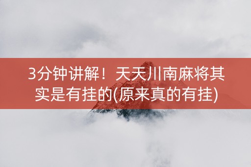 3分钟讲解！天天川南麻将其实是有挂的(原来真的有挂)
