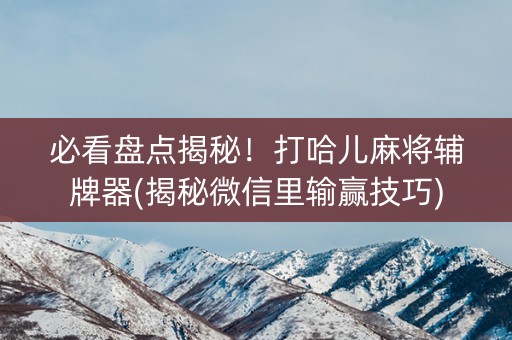 必看盘点揭秘！打哈儿麻将辅牌器(揭秘微信里输赢技巧)