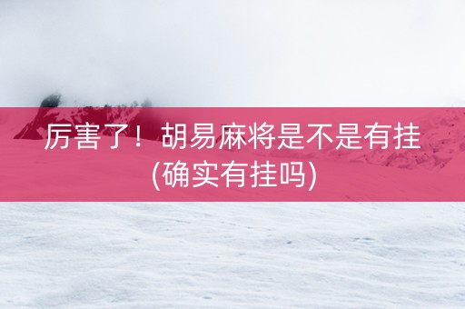厉害了！胡易麻将是不是有挂(确实有挂吗)