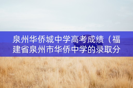 泉州华侨城中学高考成绩（福建省泉州市华侨中学的录取分数线）