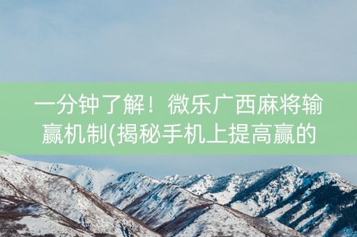 一分钟了解！微乐广西麻将输赢机制(揭秘手机上提高赢的概率)