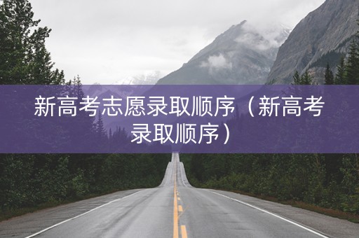 新高考志愿录取顺序（新高考录取顺序）