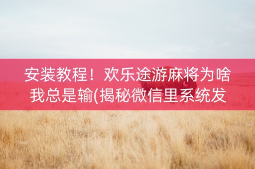 安装教程！欢乐途游麻将为啥我总是输(揭秘微信里系统发好牌)