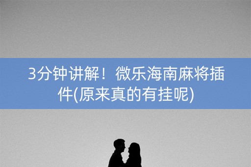 3分钟讲解！微乐海南麻将插件(原来真的有挂呢)