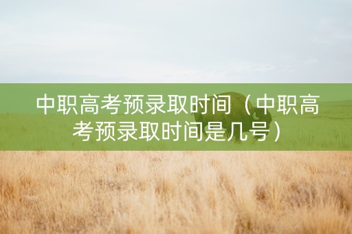 中职高考预录取时间（中职高考预录取时间是几号）
