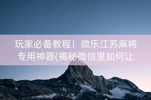 玩家必备教程！微乐江苏麻将专用神器(揭秘微信里如何让牌变好)