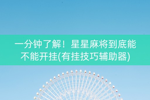 一分钟了解！星星麻将到底能不能开挂(有挂技巧辅助器)