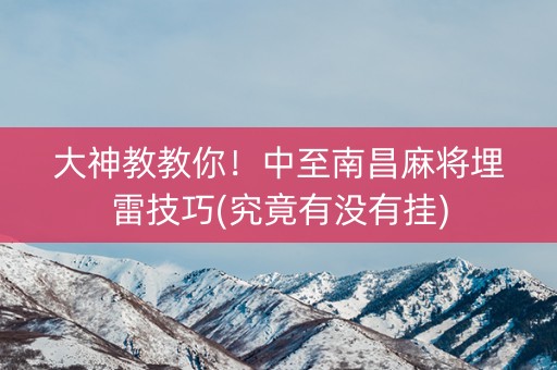 大神教教你！中至南昌麻将埋雷技巧(究竟有没有挂)