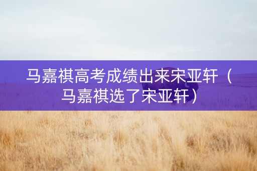 马嘉祺高考成绩出来宋亚轩（马嘉祺选了宋亚轩）