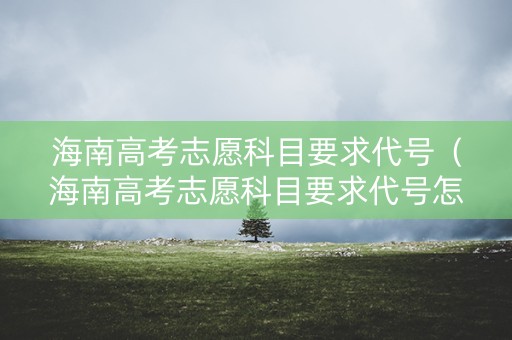 海南高考志愿科目要求代号（海南高考志愿科目要求代号怎么填）